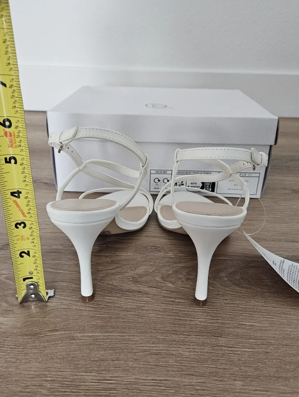 The Drop Arco White Strappy High Heel Sandals Size 8